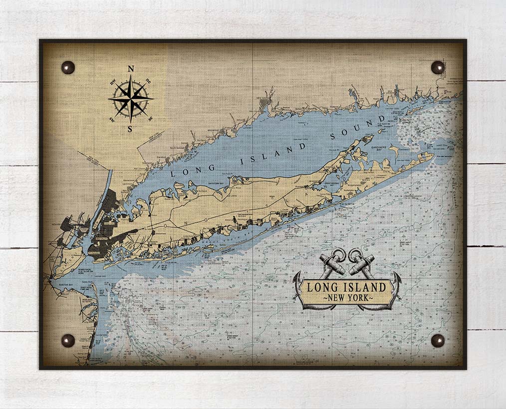 Long Island New York Nautical Chart Board Mounted Canvas Print The