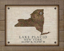 Load image into Gallery viewer, Lake Placid New York Vintage Design - On 100% Natural Linen
