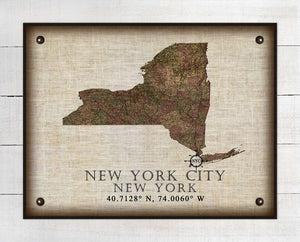 New York City, New York Vintage Design - On 100% Natural Linen