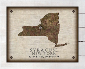 Syracuse New York Vintage Design - On 100% Natural Linen