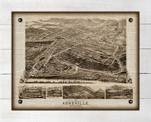 Load image into Gallery viewer, 1891 Asheville North Carolina Birdseye Map - On 100% Natural Linen
