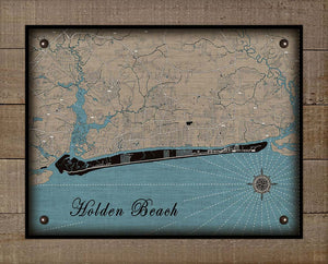 Holden Beach North Carolina Map Design - On 100% Natural Linen