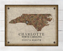 Load image into Gallery viewer, Charlotte North Carolina Vintage Design - On 100% Natural Linen
