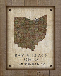 Bay Village Ohio Vintage Design - On 100% Natural Linen