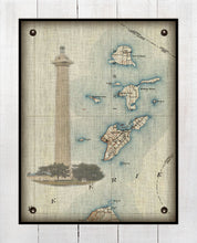 Load image into Gallery viewer, Put-In-Bay &amp; Bass Islands - Ohio _ Vintage Chart With South Bass Island Light House, Nautical Chart  (3) - On 100% Natural Linen
