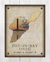 Load image into Gallery viewer, Put-In-Bay Ohio Vintage Design (2) - On 100% Natural Linen
