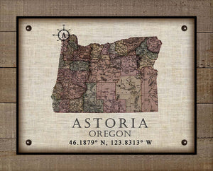 Astoria Oregon Vintage Design - On 100% Natural Linen