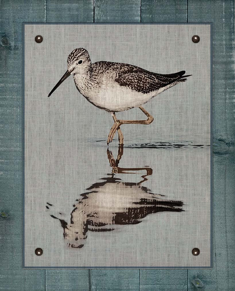 Dowitcher Shore Bird  - On 100% Natural Linen