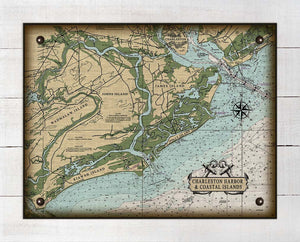 Copy of Charleston & Islands (South) Nautical Chart - On 100% Natural Linen