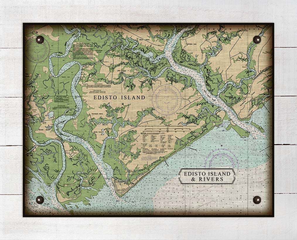 Edisto Island South Carolina Nautical Chart Board Mounted Canvas Pri