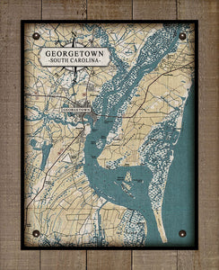 Georgetown South Carolina Map - On 100% Natural Linen