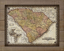 Load image into Gallery viewer, 1865 South Carolina Map Design - On 100% Natural Linen
