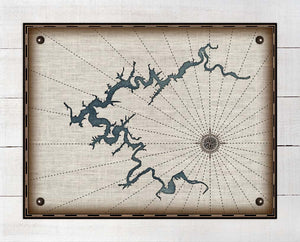 Boone Lake Tennessee Map Design - On 100% Natural Linen