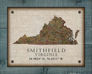 Smithfield Virginia Vintage Design - On 100% Natural Linen