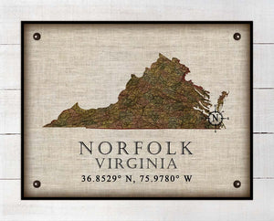 Norfolk Virginia Vintage Design - On 100% Natural Linen