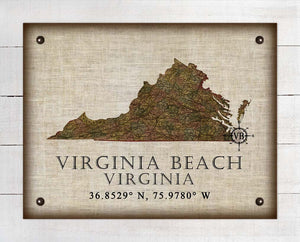 Virginia Beach Virginia Vintage Design - On 100% Natural Linen