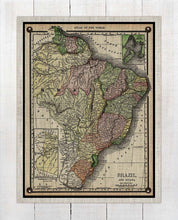 Load image into Gallery viewer, 1800s Brazil Map Board Mounted Canvas Print
