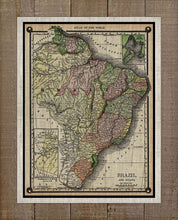 Load image into Gallery viewer, 1800s Brazil Map Board Mounted Canvas Print
