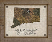 Load image into Gallery viewer, East Windsor Connecticut Vintage Design Board Mounted Canvas Print
