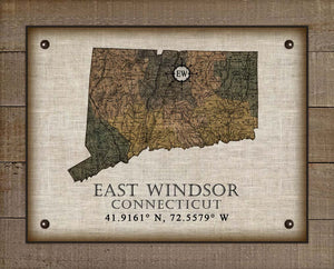 East Windsor Connecticut Vintage Design Board Mounted Canvas Print