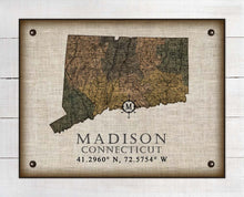 Load image into Gallery viewer, Madison Connecticut Vintage Design Board Mounted Canvas Print
