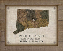 Load image into Gallery viewer, Portland Connecticut Vintage Design Board Mounted Canvas Print
