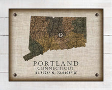 Load image into Gallery viewer, Portland Connecticut Vintage Design Board Mounted Canvas Print
