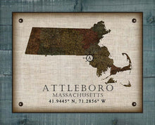 Load image into Gallery viewer, Attleboro Massachusetts Vintage Design Board Mounted Canvas Print
