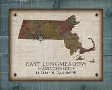 Load image into Gallery viewer, East Longmeadow Massachusetts Vintage Design Board Mounted Canvas Print
