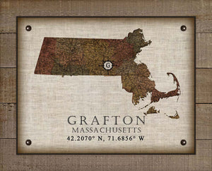Grafton Massachusetts Vintage Design Board Mounted Canvas Print