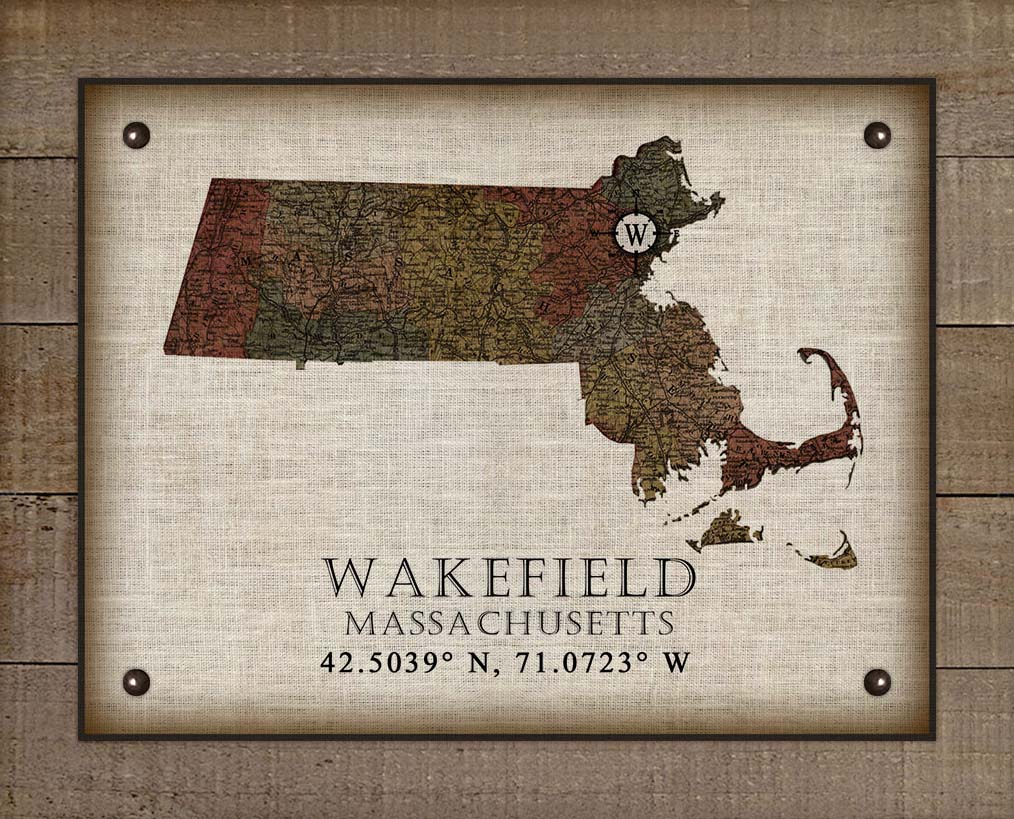 Wakefield Massachusetts Vintage Design - Board Mounted Canvas Print