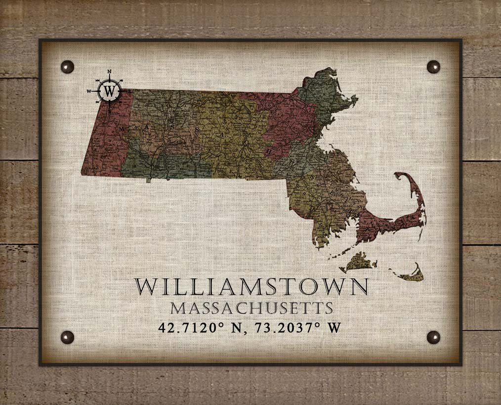 Williamstown Massachusetts Vintage Design - Board Mounted Canvas Print