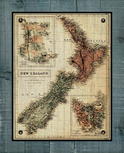 Load image into Gallery viewer, 1865 New Zealand Map - Board Mounted Canvas Print
