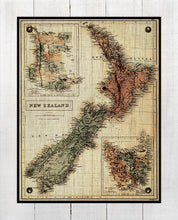 Load image into Gallery viewer, 1865 New Zealand Map - Board Mounted Canvas Print
