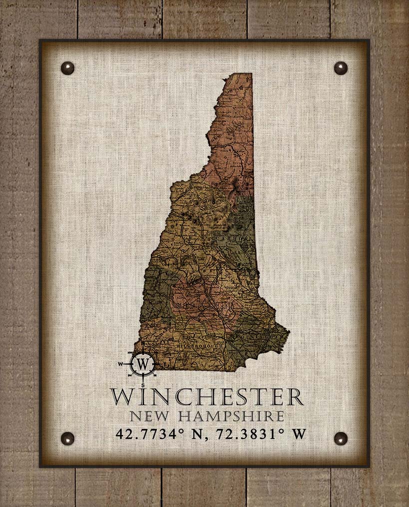 Winchester New Hampshire Vintage Design - Board Mounted Canvas Print