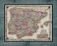 Load image into Gallery viewer, 1861 Spain Map - Board Mounted Canvas Print
