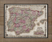 Load image into Gallery viewer, 1861 Spain Map - Board Mounted Canvas Print
