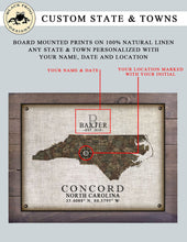 Load image into Gallery viewer, Personalized Prints of Any State &amp; Town In The U.S.A. - Board Mounted Canvas Print

