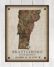 Load image into Gallery viewer, Brattlboro Vermont Vintage Design - Board Mounted Canvas Print
