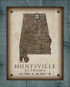 -Any State & Town In The U.S.A. - Board Mounted Canvas Print