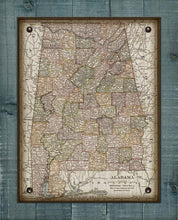Load image into Gallery viewer, 1800s Vintage Alabama Map - Board Mounted Canvas Print
