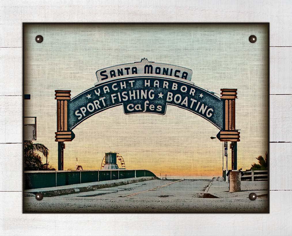 Santa Monica Pier Sign - Board Mounted Canvas Print