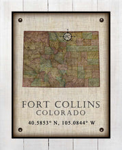 Load image into Gallery viewer, Fort Collins Colorado Vintage Design - Board Mounted Canvas Print
