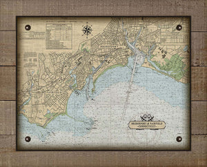 Bridgeport & Fairfield CT Nautical Chart Board Mounted Canvas Print