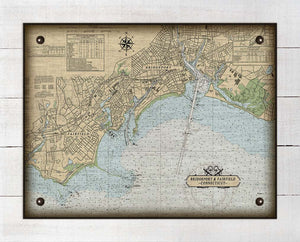 Bridgeport & Fairfield CT Nautical Chart Board Mounted Canvas Print