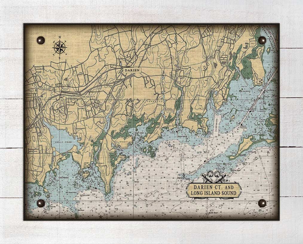 Darrien CT Nautical Chart Board Mounted Canvas Print