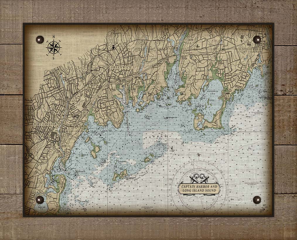 Groton CT Nautical Chart Board Mounted Canvas Print