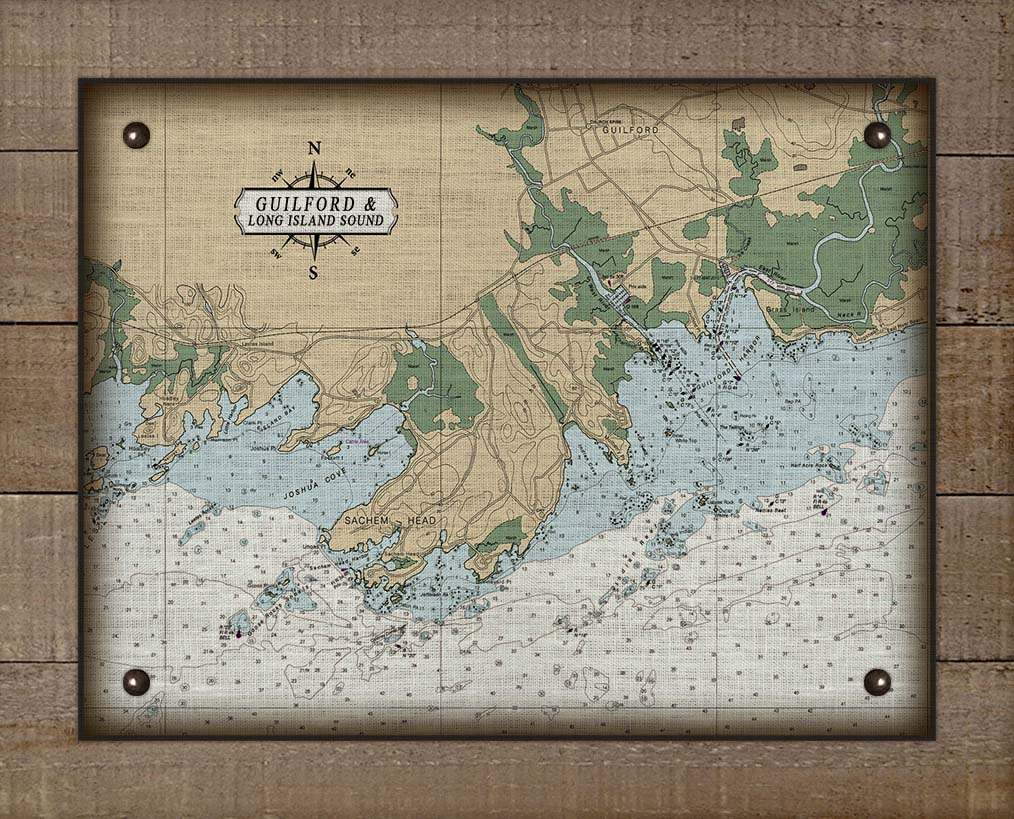 Guilford CT Nautical Chart Board Mounted Canvas Print The Original