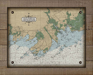 Guilford CT Nautical Chart Board Mounted Canvas Print