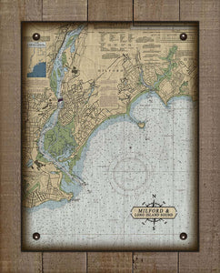 Milford CT Nautical Chart Board Mounted Canvas Print